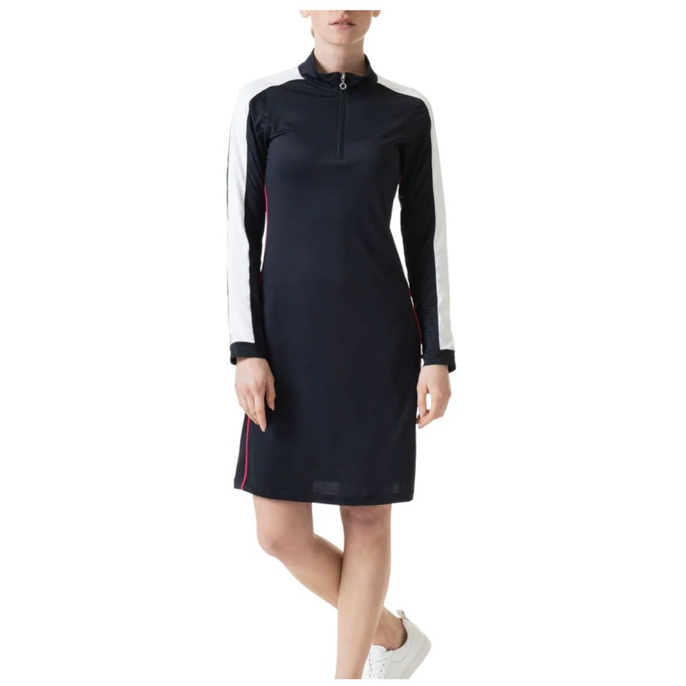 Daily Sports Womens Navy Blue Long Sleeve Quarter Zip Golf Dress Side Pockets S - Picture 2 of 9